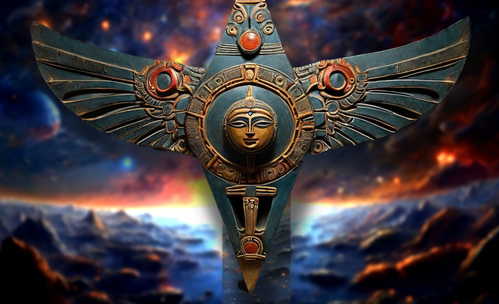 ancient alien theory - ancient alien secrets - anunnaki sun disc over stars - supernatural chronicles