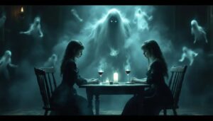 History of Spiritualism featuring Fox Sisters seances and paranormal hoaxes ectoplasm illustrating human fascination with supernatural mysteries