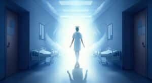 ER nurse ascending through light tunnel in near-death experience revealing heaven vision and divine encounter